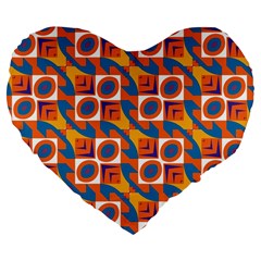 Squares And Other Shapes Pattern Large 19  Premium Heart Shape Cushion by LalyLauraFLM