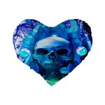 Skull Worship Standard 16  Premium Flano Heart Shape Cushions Back
