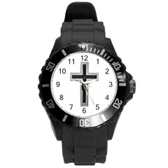 Christian Cross Round Plastic Sport Watch (l) by igorsin