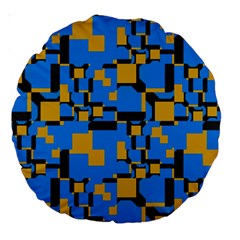 Blue Yellow Shapes Large 18  Premium Round Cushion  by LalyLauraFLM