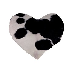 Spotted Cow Hide Standard 16  Premium Flano Heart Shape Cushions by trendistuff