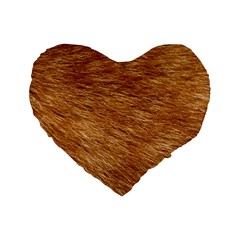 Light Brown Fur Standard 16  Premium Heart Shape Cushions by trendistuff