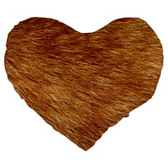 Light Brown Fur Large 19  Premium Flano Heart Shape Cushions by trendistuff