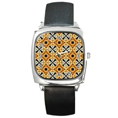 Faux Animal Print Pattern Square Metal Watches by GardenOfOphir