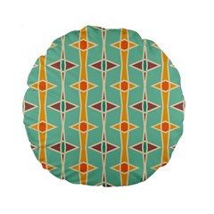 Rhombus Pattern In Retro Colors  	standard 15  Premium Flano Round Cushion by LalyLauraFLM