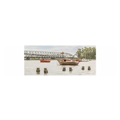 Boats At Santa Lucia River In Montevideo Uruguay Satin Scarf (oblong) by dflcprints