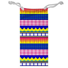 Rectangles Waves And Circles Jewelry Bag by LalyLauraFLM