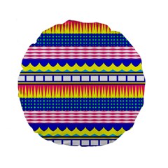 Rectangles Waves And Circles 	standard 15  Premium Flano Round Cushion by LalyLauraFLM