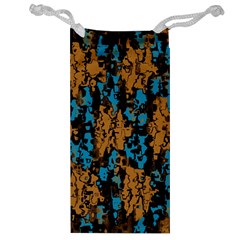 Blue Brown Texture Jewelry Bag by LalyLauraFLM
