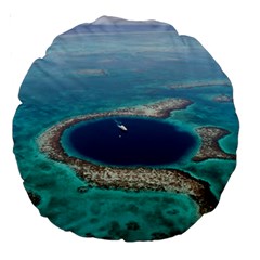 Great Blue Hole 1 Large 18  Premium Round Cushions by trendistuff