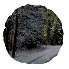 Snow On Road Large 18  Premium Round Cushions by trendistuff