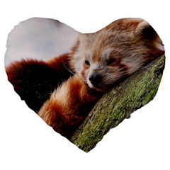 Red Panda Large 19  Premium Flano Heart Shape Cushions by trendistuff