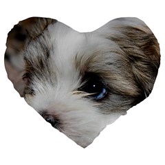 Sad Puppy Large 19  Premium Flano Heart Shape Cushions by trendistuff