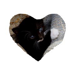 Pretty Blue-eyed Kitty Standard 16  Premium Flano Heart Shape Cushions by trendistuff