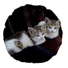 Kitty Twins Large 18  Premium Flano Round Cushions by trendistuff