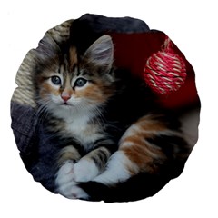 Comfy Kitty Large 18  Premium Flano Round Cushions by trendistuff