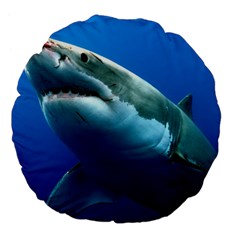 Great White Shark 3 Large 18  Premium Flano Round Cushions by trendistuff