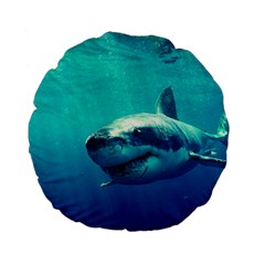 Great White Shark 1 Standard 15  Premium Flano Round Cushions by trendistuff