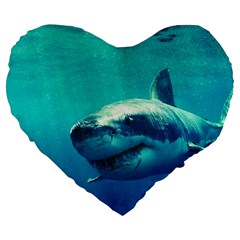 Great White Shark 1 Large 19  Premium Flano Heart Shape Cushions by trendistuff