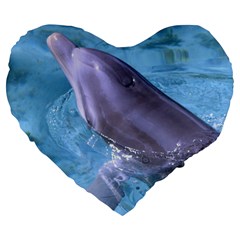 Dolphin 2 Large 19  Premium Heart Shape Cushions by trendistuff