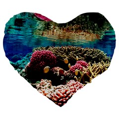Coral Reefs 1 Large 19  Premium Flano Heart Shape Cushions by trendistuff