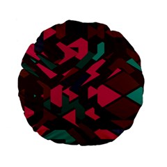 Brown Pink Blue Shapes 	standard 15  Premium Flano Round Cushion by LalyLauraFLM