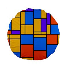 Retro Colors Rectangles And Squares 	standard 15  Premium Flano Round Cushion by LalyLauraFLM