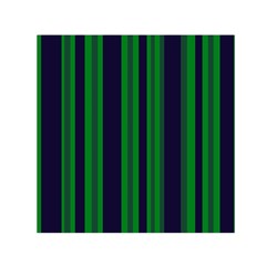 Dark Blue Green Striped Pattern Small Satin Scarf (square) by BrightVibesDesign