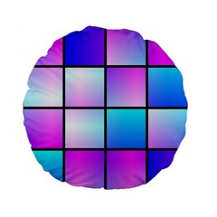 Gradient Squares Pattern  	standard 15  Premium Flano Round Cushion by LalyLauraFLM