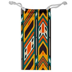 Distorted Shapes In Retro Colors   Jewelry Bag by LalyLauraFLM