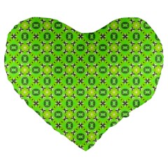 Vibrant Abstract Tropical Lime Foliage Lattice Large 19  Premium Flano Heart Shape Cushions by DianeClancy