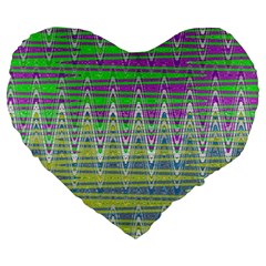 Colorful Zigzag Pattern Large 19  Premium Flano Heart Shape Cushions by BrightVibesDesign
