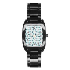 Nautical Elements Pattern Stainless Steel Barrel Watch by TastefulDesigns