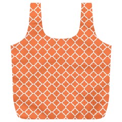 Tangerine Orange Quatrefoil Pattern Full Print Recycle Bag (xl) by Zandiepants