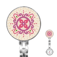 Hindu Flower Ornament Background Stainless Steel Nurses Watch by TastefulDesigns