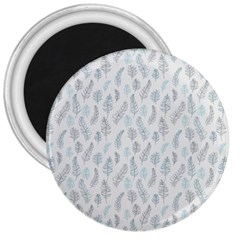 Whimsical Feather Pattern Dusk Blue 3  Magnet by Zandiepants