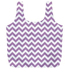 Lilac Purple & White Zigzag Pattern Full Print Recycle Bag (xl) by Zandiepants