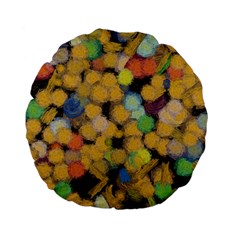 Paint Brushes                                          	standard 15  Premium Flano Round Cushion by LalyLauraFLM