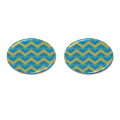 Blue And Yellow Cufflinks (oval) by FunkyPatterns