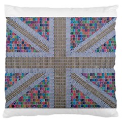 Multicoloured Union Jack Large Flano Cushion Case (one Side) by cocksoupart