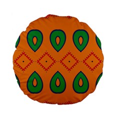 Rhombus And Leaves                                                                	standard 15  Premium Flano Round Cushion by LalyLauraFLM