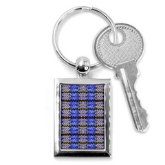 Pattern Tile Blue White Green Key Chains (rectangle)  by BrightVibesDesign