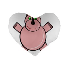 Pink Rhino Standard 16  Premium Heart Shape Cushions by Valentinaart