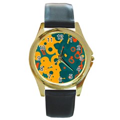 Bubbles                                                                              			round Gold Metal Watch by LalyLauraFLM