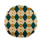 Blue yellow rhombus pattern                                                                                 	Standard 15  Premium Flano Round Cushion Front