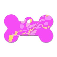 Pink Abstraction Dog Tag Bone (one Side) by Valentinaart