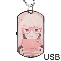Gamegirl Girl Dog Tag Usb Flash (two Sides)  by kaoruhasegawa