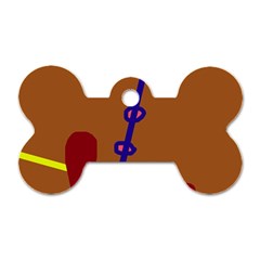 Brown Abstraction Dog Tag Bone (one Side) by Valentinaart