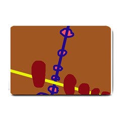 Brown Abstraction Small Doormat  by Valentinaart