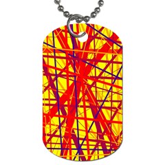 Yellow And Orange Pattern Dog Tag (one Side) by Valentinaart